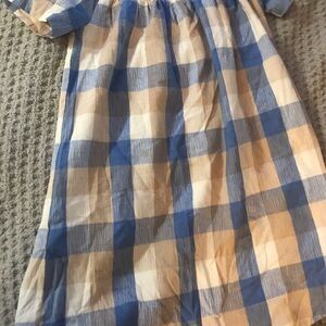 English Factory Blue and Cream Plaid Mini Dress
